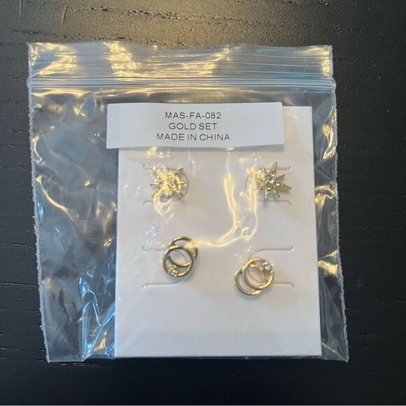 Marlyn Schiff Duo of Gold Post Earrings NWT - Picture 5 of 5